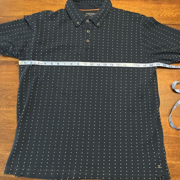 DENIM & FLOWER by Ricky Singh Casual Blue Dotted Men’s Polo Size L Slim Fit - Picture 5 of 12